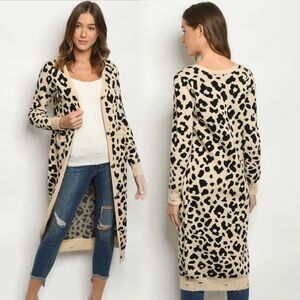 Leopard Print Long Cardigan Sweater